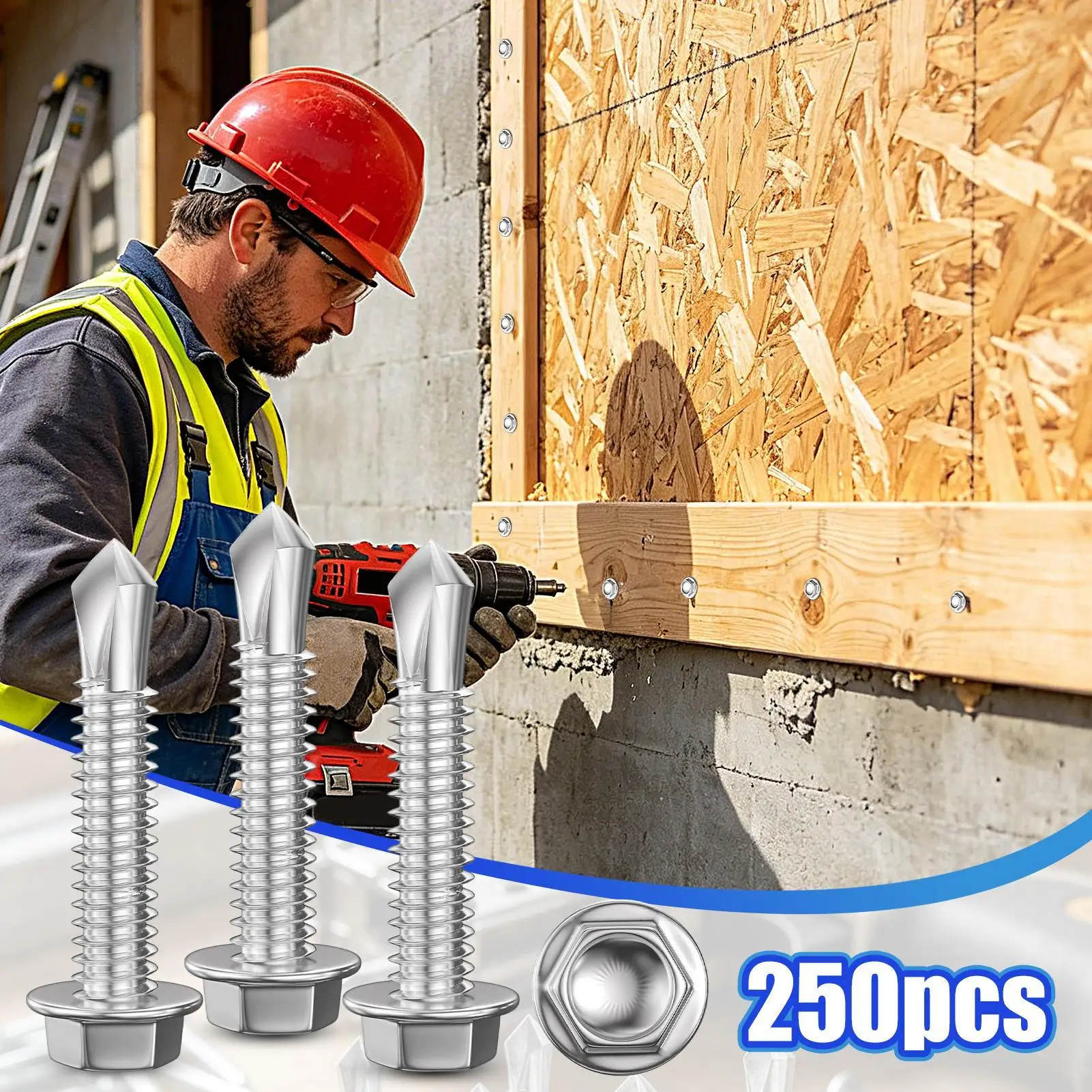 Self Tapping Metal Screws 250 Pieces Non Slip Heavy Duty Hex Head Self Drilling Screws For Adults Technician Mechanic Repair