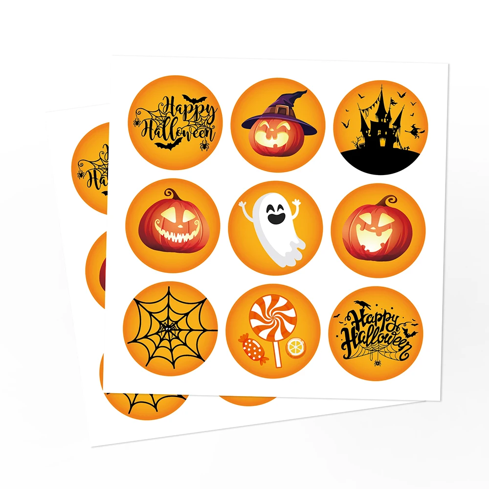 KK047 180pcs Funny Halloween Party PVC Sealing Stickers Gift All Hallow Mas Pumpkin Witch DIY Cake Cup Room Decoration Sticker