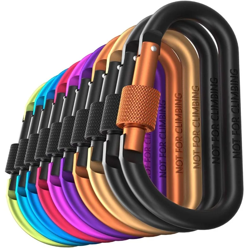 Neu! Hochwertige Karabinerhaken mit Schraubverschluss, 10er-Pack Karabinerhaken für Wanderungen mit 7,5 mm Durchmesser Aluminiumstab – Detail 1