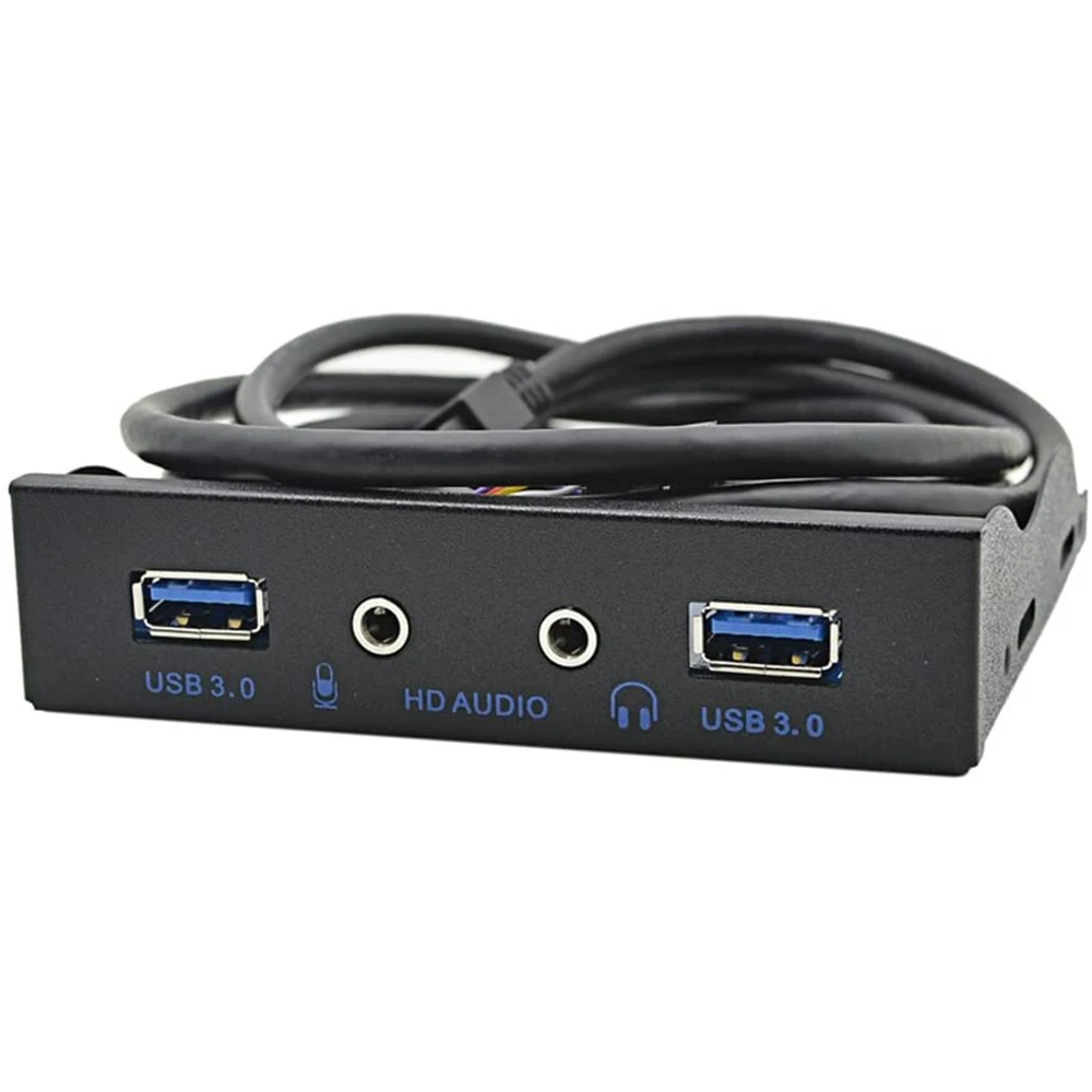 Hub USB 3.0 a 4 porte Staffa per pannello frontale per PC da 20 pin Audio HD Connettore MIC per auricolare da 3,5 mm per disco floppy da 3,5 pollici desktop