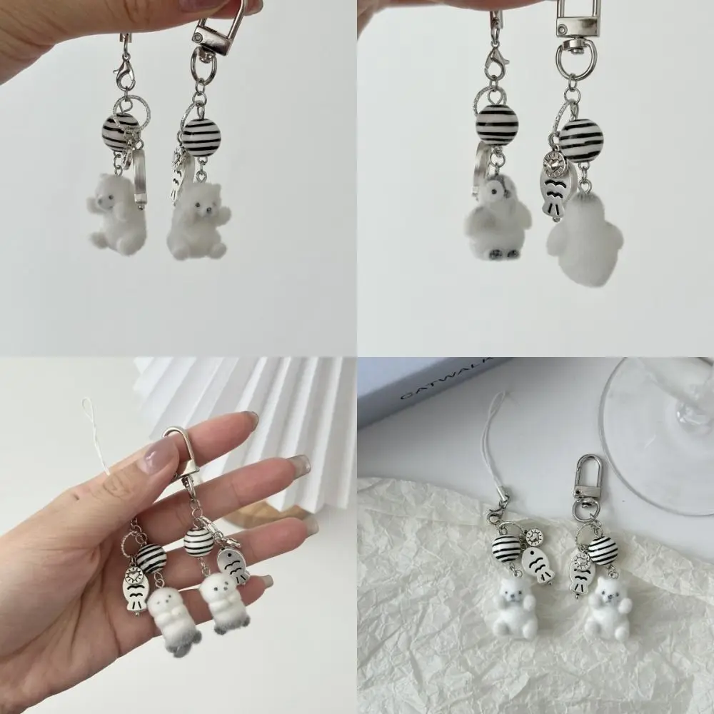 

Fashion Polar Bear Plush Keychain Kawaii 3D Couples Keychain Cute Cartoon Keychain Accessory