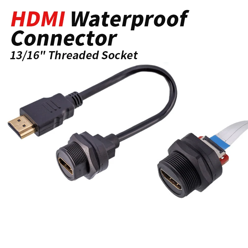 

Waterproof HDMI Connector Cable Board Rear Socket Line 1M Thread PCB Type 4K60HZ Motherboard High-definition IP67 Socket Wire