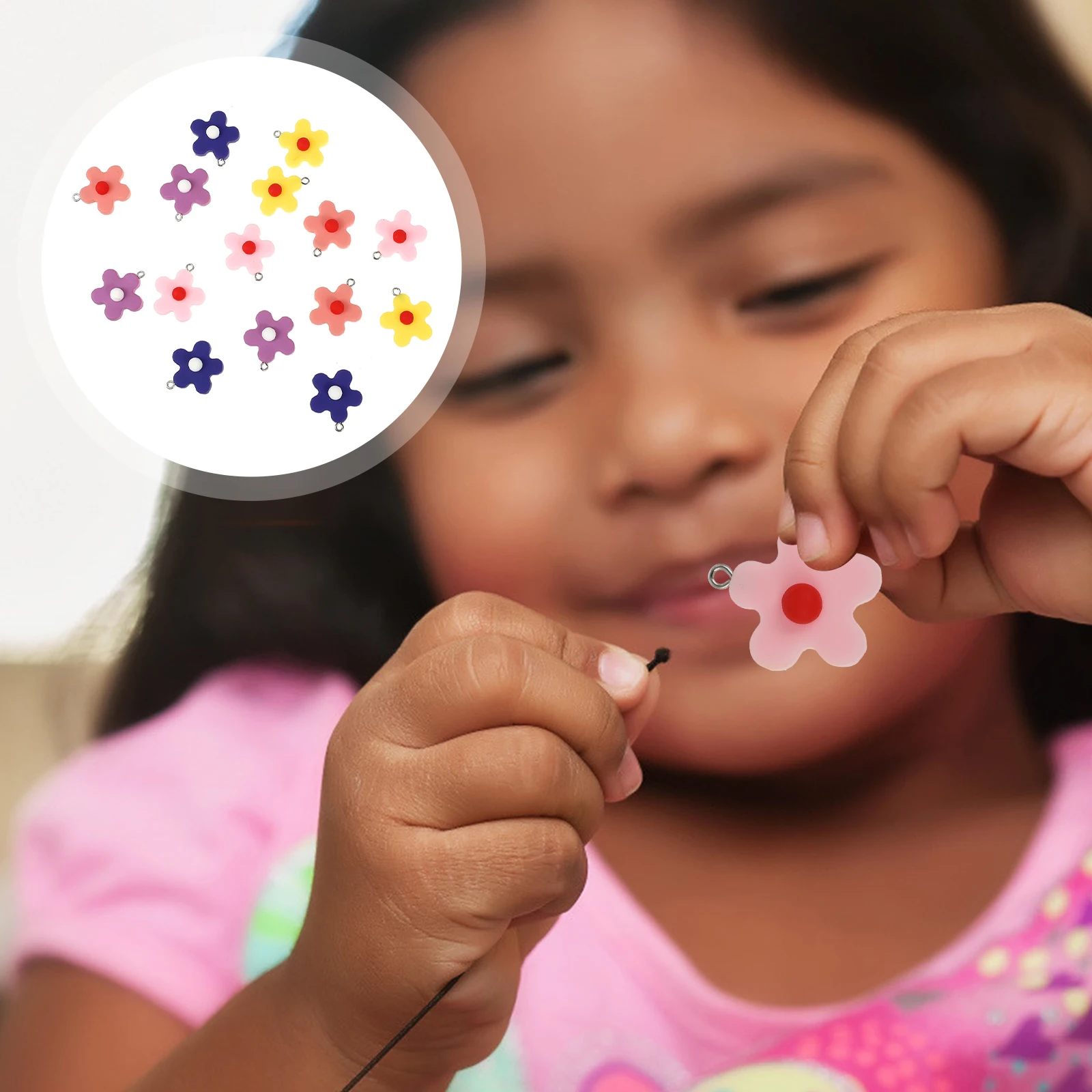 

15pcs Colorful Flower Pendant Charms Diy Jewelry Accessories Durable Creative Earrings Making Craft Hanging Decor