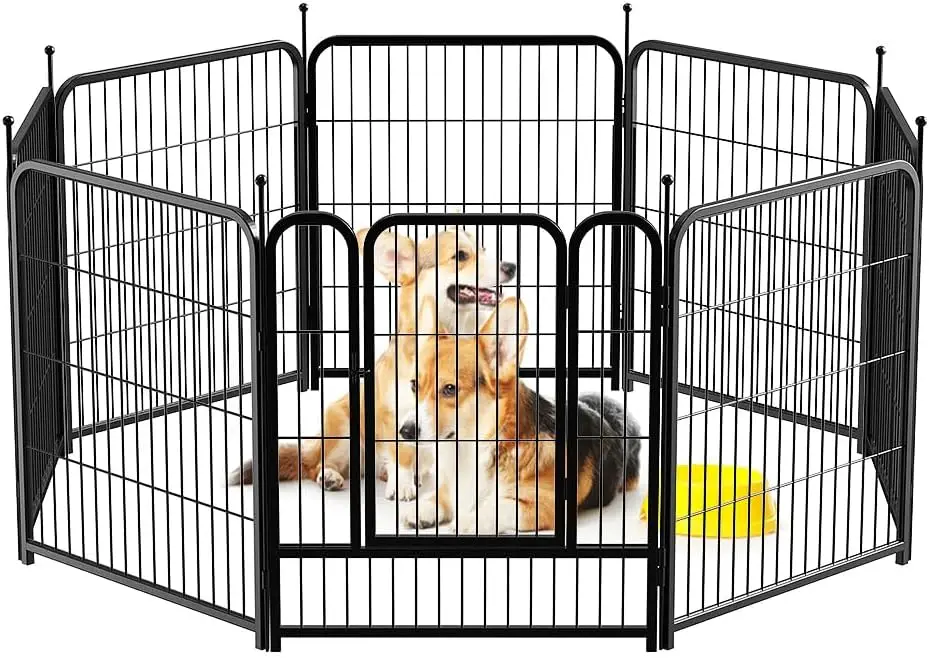 

Dog Fence Playpen 24”/32”/40” Indoor Outdoor for Small/Medium/Large Dogs, Metal Pet Puppy Cat Exercise Fencing Gate