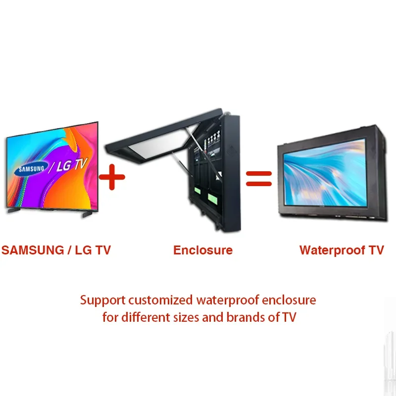 Customized 43 49 50 55 65 75 86 100 Inch Outdoor Waterproof Shell Non Touch Lcd Display Monitor Screen Case Outdoor Tv Enclosure