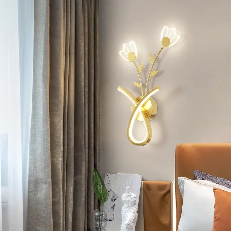 

Bedroom Bedside Lamp Modern Minimalist Creative Flower Living Room Sofa Background Wall s Decoration Atmosphere Luxury