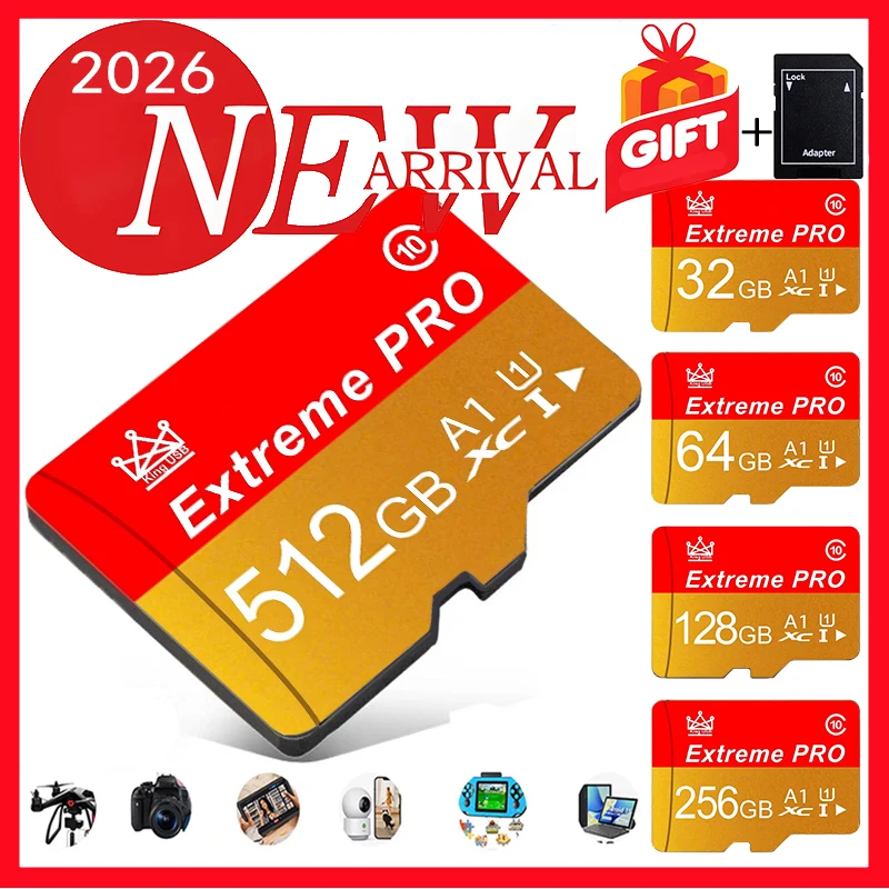 Tarjeta Micro TF Clase 10 de 256 GB, 512 GB, 64 GB, 32 GB, 16 GB, 8 GB, Memoria Flash de Alta Velocidad A1, Mini Tarjeta SD TF para Teléfono Inteligente, Cámara, Almacenamiento Compacto