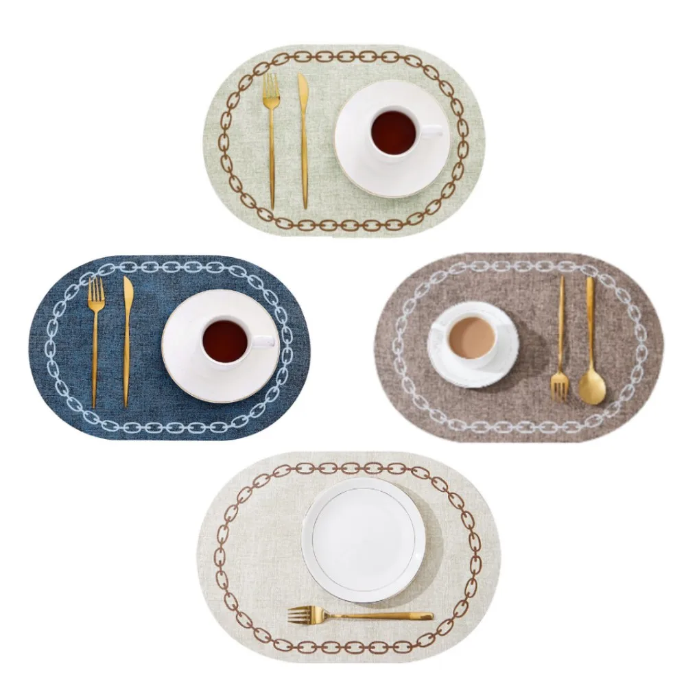 1/4/6PCS ovale Kunstleder-Tischsets, wasserdichte Tischsets für Esszimmer, Küche, Kaffee, Büro, Dekoration, Weihnachtsfeier, Tischsets