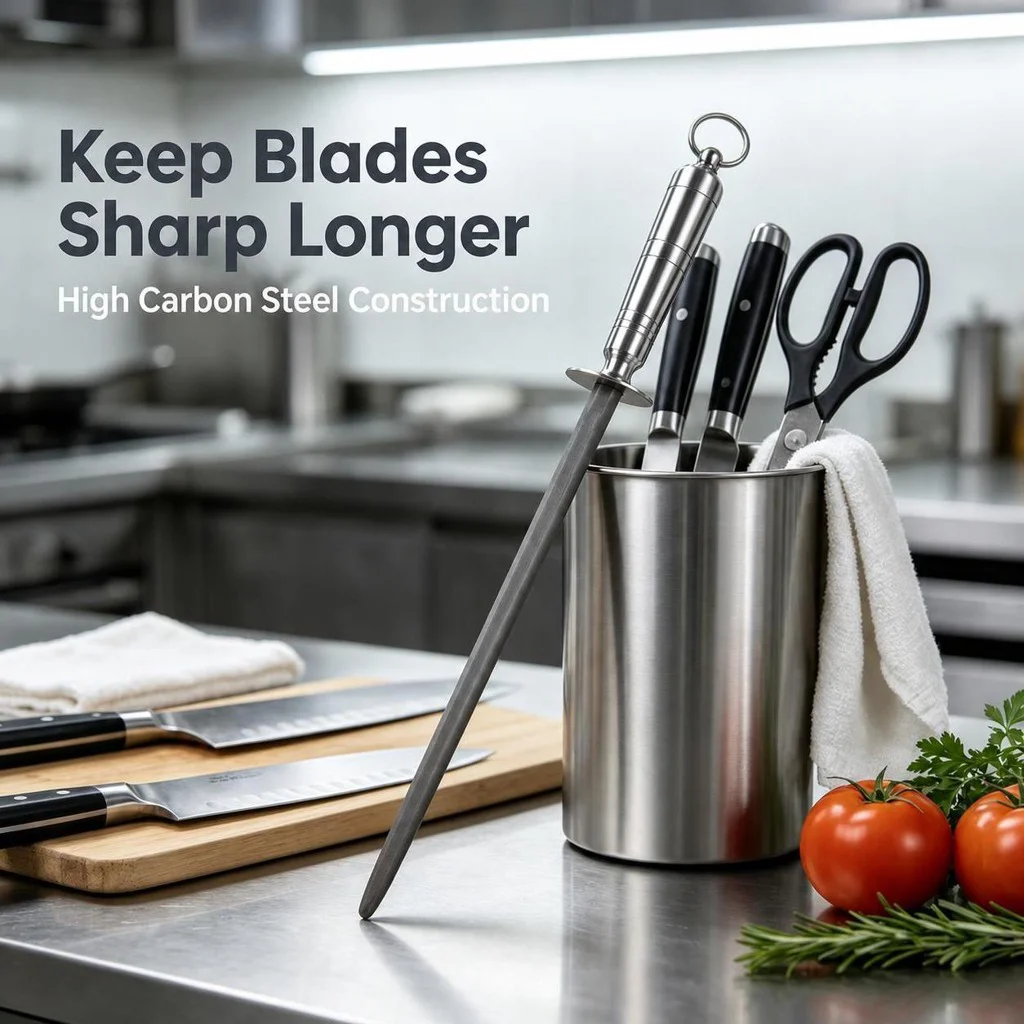 Commercial Kitchen Knife Sharpener - เครื่องลับมีดแบบมืออาชีพ, เหล็กลับมีดสำหรับคนขายเนื้อ, แท่งลับมีดแบบเร็วสำหรับใช้ในบ้านและครัวเชิงพาณิชย์