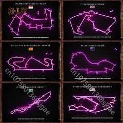 F1 Racing Track Metal Sign Vintage Tin Signs Miami Neon Posters Plate for Room Club Bar Wall Decor Retro Plaques Home Decoration