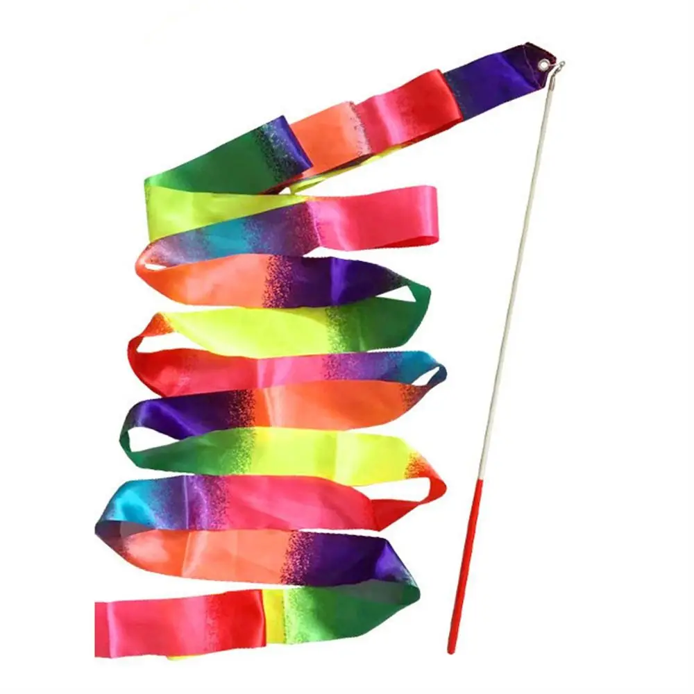 Twirling Rod Gymnastics Ribbons Gradient Colors Professional Ballet Streamer Colorful 2m 4m Dance Ribbon Children
