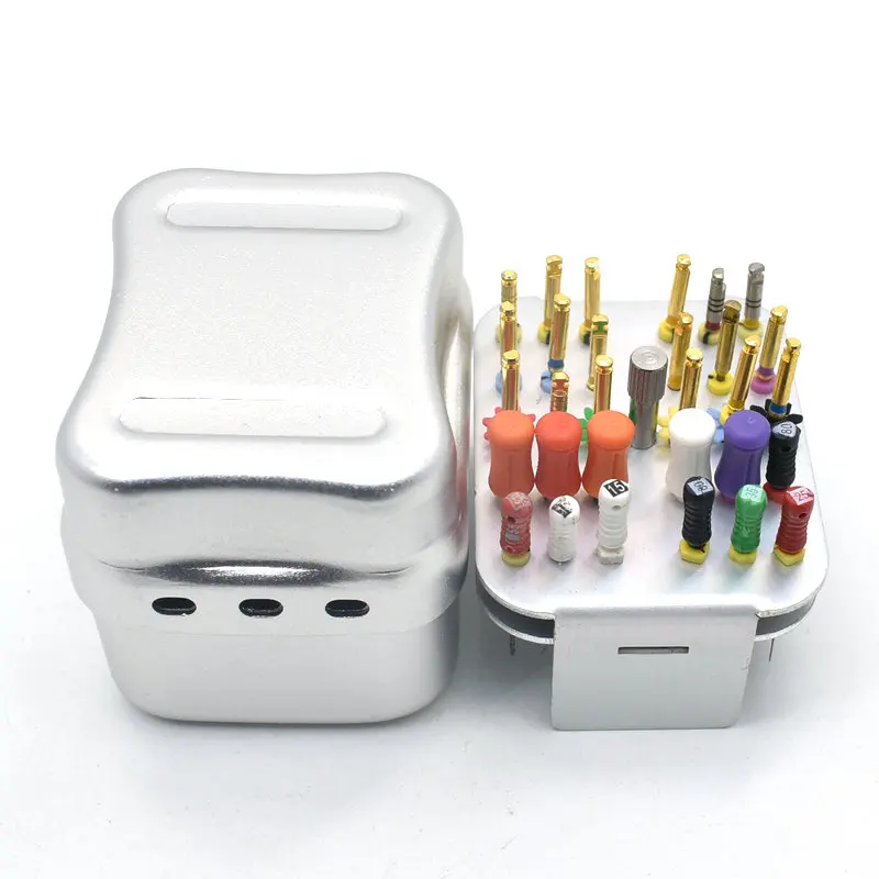 F062 Dental Disinfection Metal Box 30 Points Endo Files Holder  Autoclave Sterilizer Case Burs For Oral Care Tools Random Color