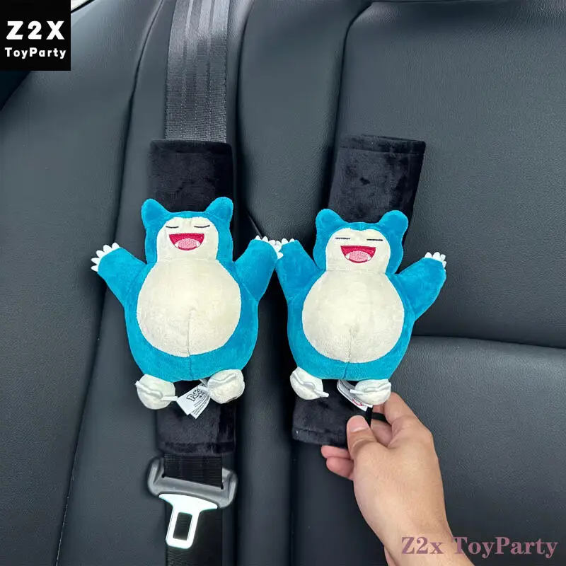 Kawaii Genuine Pokemon Car Shoulder Pad Snorlax Car Seat Belt Anti-Wear Protective Cover Cartoon Plush Doll Car Decoration Gift
