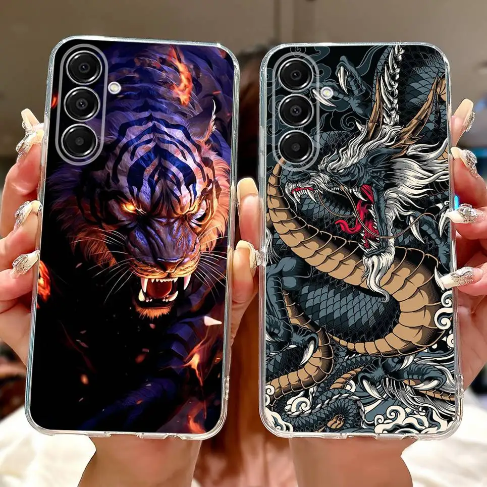 كول التنين الأسد النمر الكرتون نمط غلاف لسامسونج غالاكسي A17 5G A176B A17 4G A175F A 17 حافظة لينة سيليكون غطاء شفاف