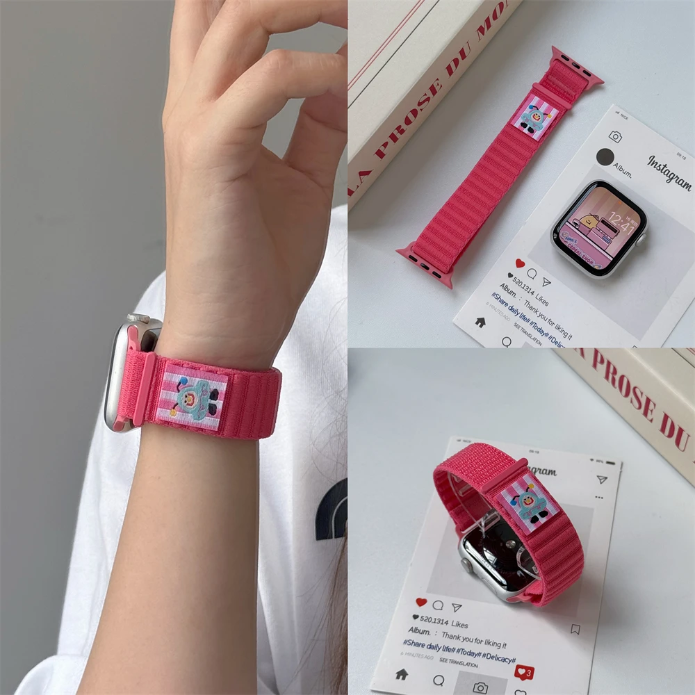 

Nylon loop Strap For Apple Watch Band 46mm 42mm 45mm 44mm 40mm 41mm 38mm 49mm Bracelet For IWatch Series Ultra 10 9 8 7 6 SE 5 3