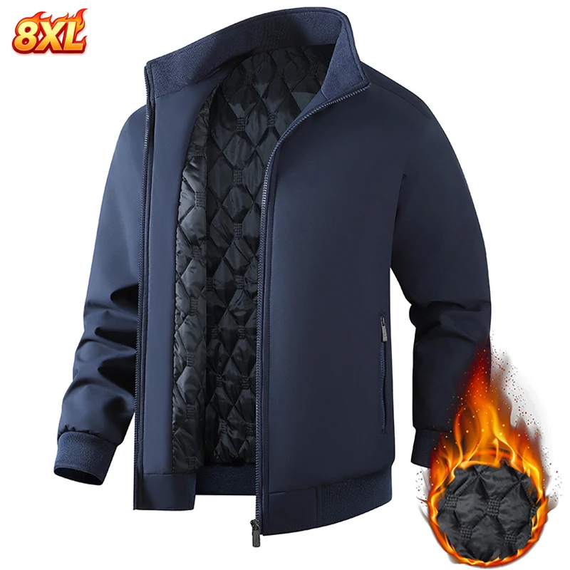 8XL Winterjacken für Herren, Übergröße, Business-Büro-Mantel, lässige Herren-Winterjacke, einfarbig, luxuriöse Oberbekleidung, 6XL 7XL – Detail 4