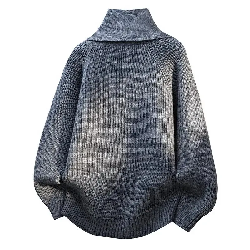 Men's Fashion Scarf Design Sweater Casual Loose Button Decor Knit Pullover for Autumn Winter