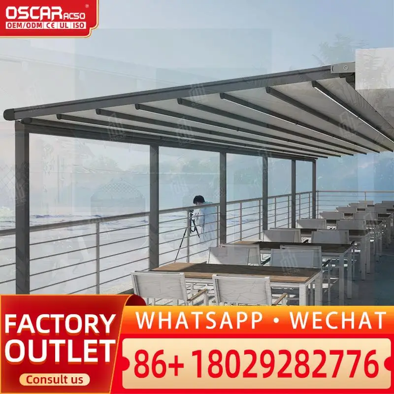 Waterproof Retractable Roof 8x8 Outdoor Pergola Gazebo Bioclimatic Motorized for Garden Patio Deck Waterproof Pergola Retractabl