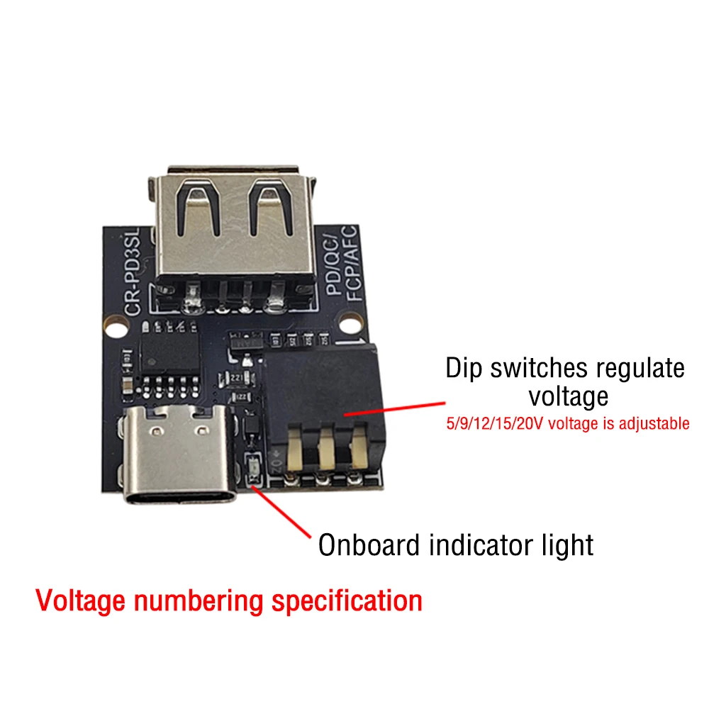 PD/QC/AFC/FCP Fast Charge Decoy Trigger Board PD/QC Decoy Board USB Type-C a 5V 9V 12V 15V 20V uscita a tensione fissa