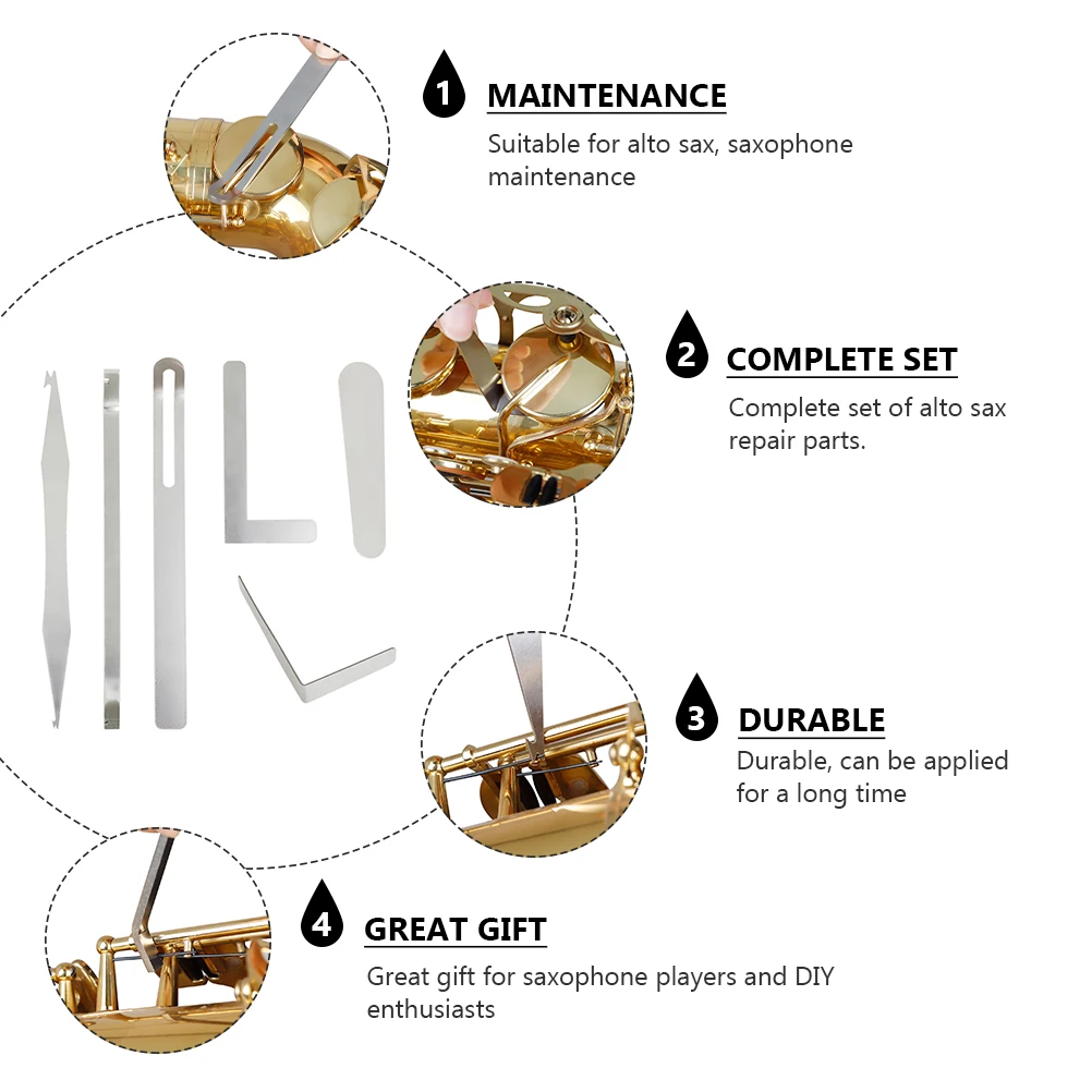 

Saxophone Repair Tool Maintenance Flute Reed Set Kit Spring Hook Steel Clarinet Needle Sound Hole Pliers
