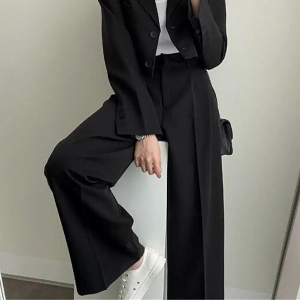 กางเกงขายาวสีพื้นเอวสูงทรงหลวมสำหรับผู้หญิง ปี 2025 กางเกงลำลองทรงขากว้าง กางเกงทรงตรงสำหรับสุภาพสตรีทำงาน