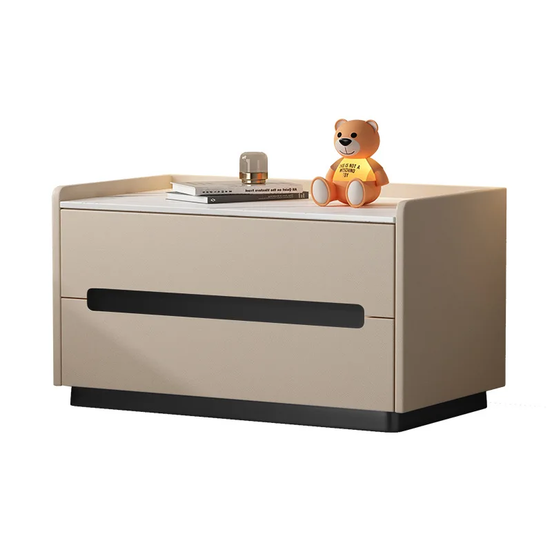 

Italian extremely simple modern light luxury high-end bedside table, all solid wood home bedside storage cabinet