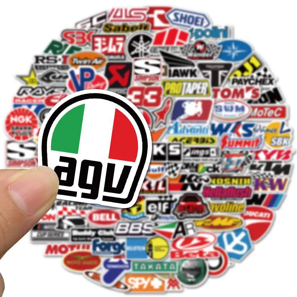 100pcs Racing Car Logo Graffiti Stickers for Cars, Motorcycles, Luggage, Notebooks, Skateboards, and Waterproof Stickers