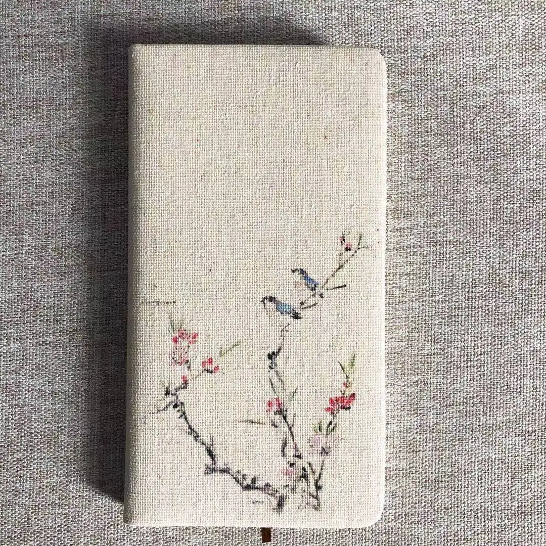 A6 Creative Product Literary Retro Diary Linen Notebook Horizontal Line Notepad Chinese Flowers Creative Gifts