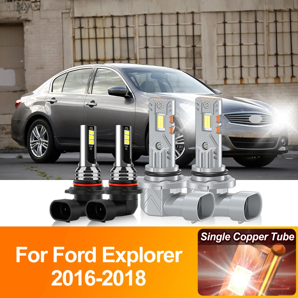 

40000LM LED Headlight Bulbs 240W High Low Beam Car Lights 12V Fog Lamps 6000K Plug And Play For Ford Explorer 2016 2017 2018