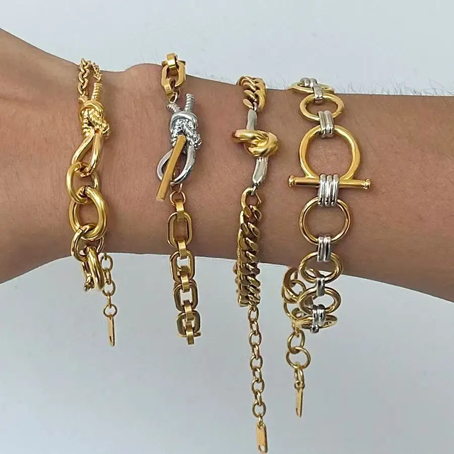Minimalist Stainless Steel  Chain Bracelet Stackable Gold Plated Dainty Wedding Jewelry Elegant Bridesmaid Gift for Women Girl