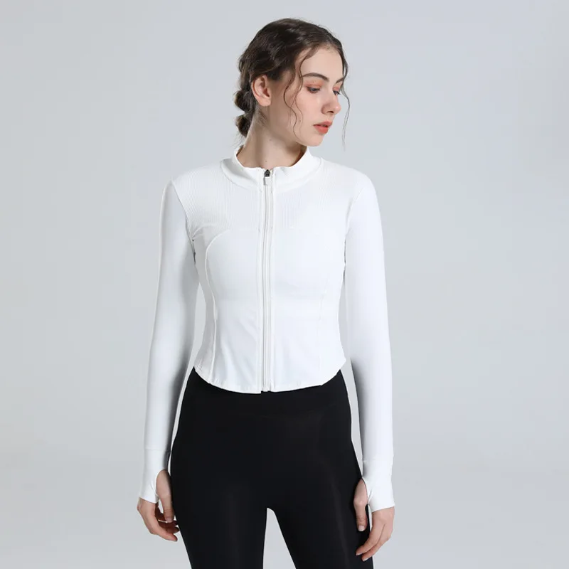 

New Women Autumn and Winter Elasticity Zipper Quick-drying Yoga Train Jacket Sport Coat Running Workout Jacket Long Sleeve Gym