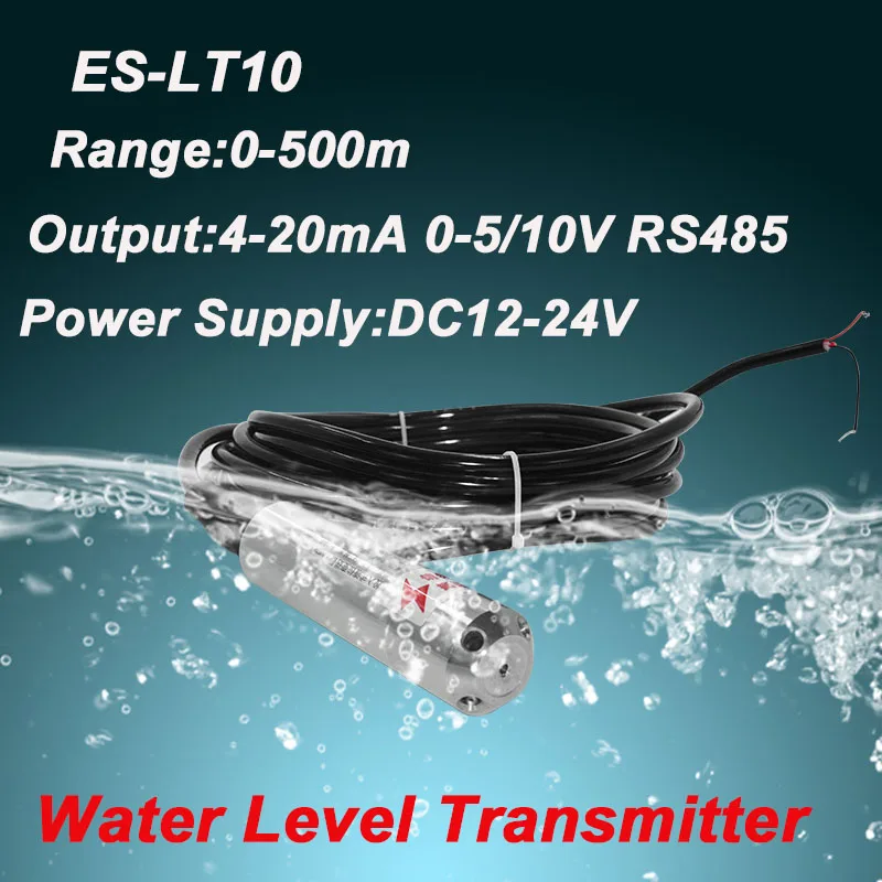 Submersible 4-20mA Output Hydrostatic Level Sensor Transmitter DC12-24V Water Tank Liquids Transducer Meter