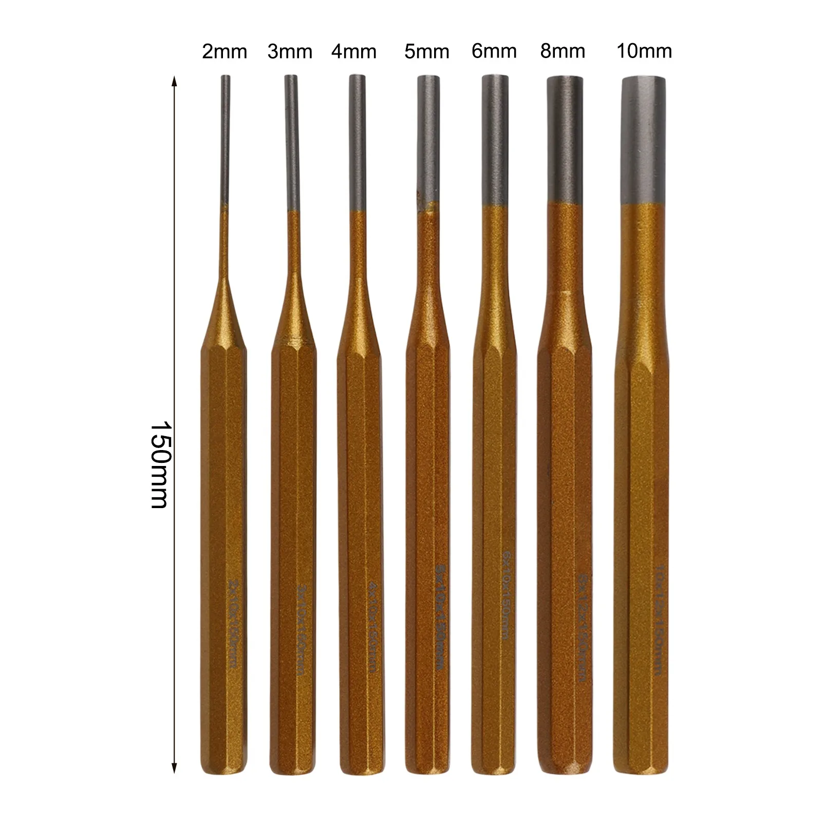 

Набор из 7 пробойников для штифтов, 210 мм, из легированной стали, для тяжелых условий эксплуатации, для удаления пружинных штифтов, конические пробойники для механического и промышленного применения