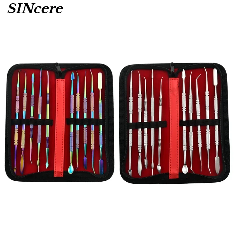 Dental Teeth Wax Carving Tool Set Versatile Instrument Spatula Plaster Knife Kit Dentist Stainless Steel Colorful Tool