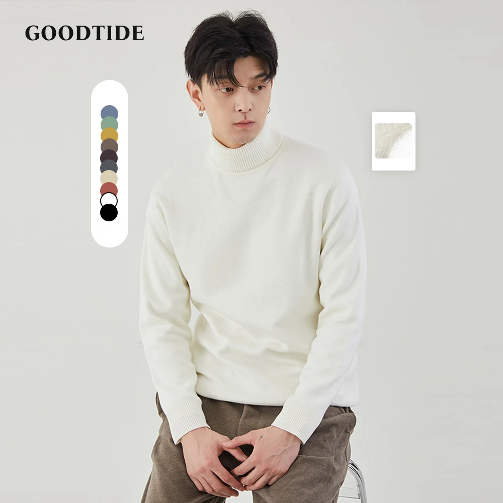

Fashion Men's Turtleneck Sweater 2025 Autumn Winter Casual Slim-Fit Undershirt Warm Solid Color Men's Knitted Sweater Pullover