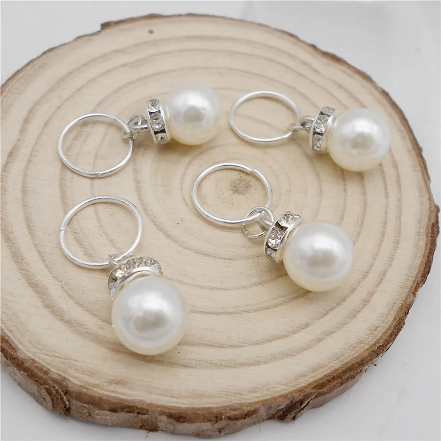 20PCS Rhinestone Plastic Pearl Bead Charms With Jump Rings Pendant Findings Jewelry Making Accessory Hair Decor Headdress