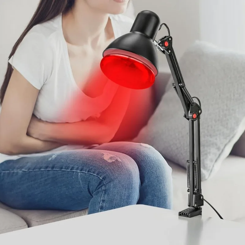 Infrared Lamp Red Light Lamp Heat Lamp 150W Height Adjustable and Foldable Red Light Therapy for Pain Relief Muscle Relaxation