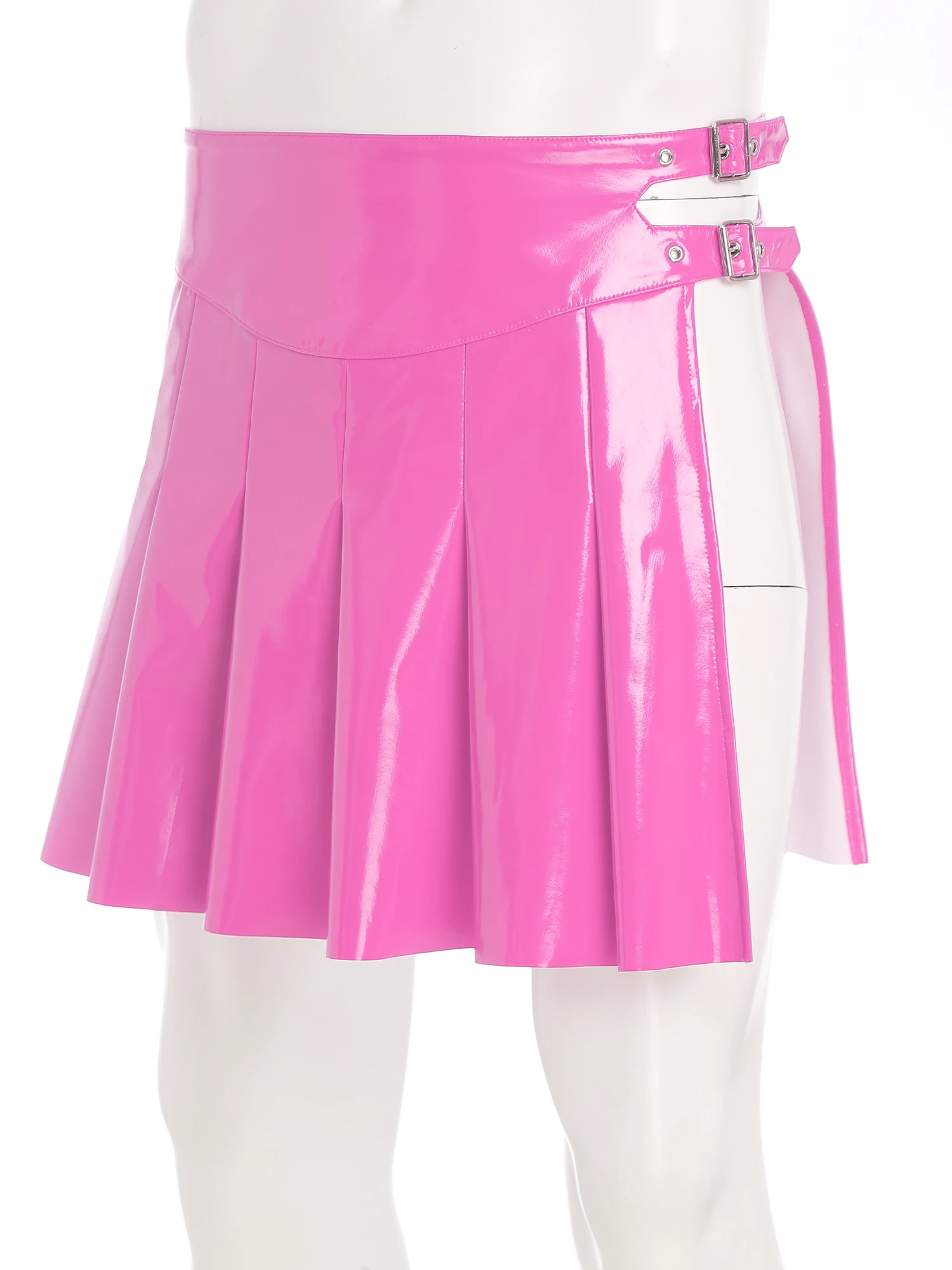 

Men's Patent Leather Pleated Skirt for Roman Gladiator Knight Warrior Armor Cosplay Cover Skirt for Masquerade Halloween Party