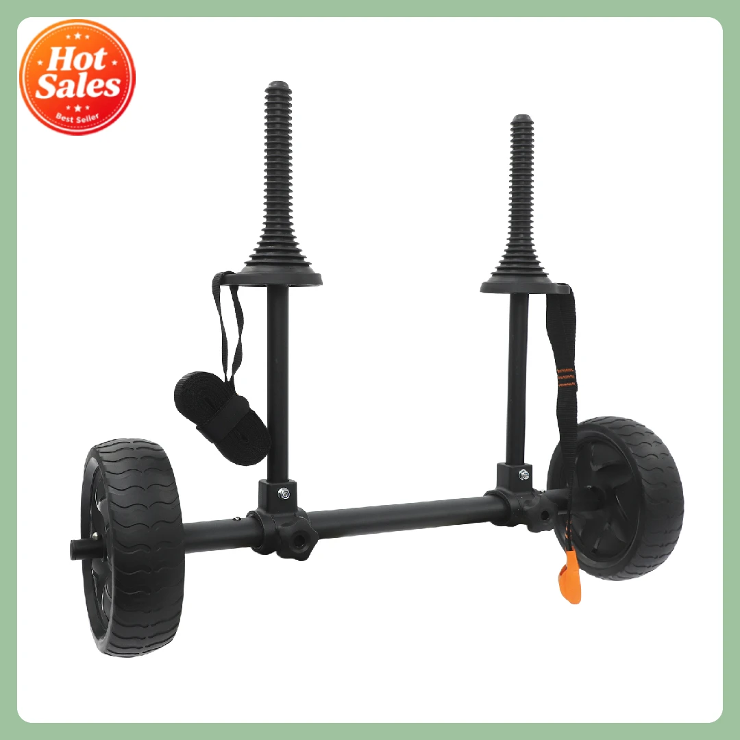 Chariot de transport pour kayak et canoë, largeur réglable de 2,36 à 11,02 pouces, cadre en aluminium amovible, roues de 7,87 pouces avec bande antidérapante, robuste, capacité de 99,2 lb avec sangles, pour transport sur sable et gravier