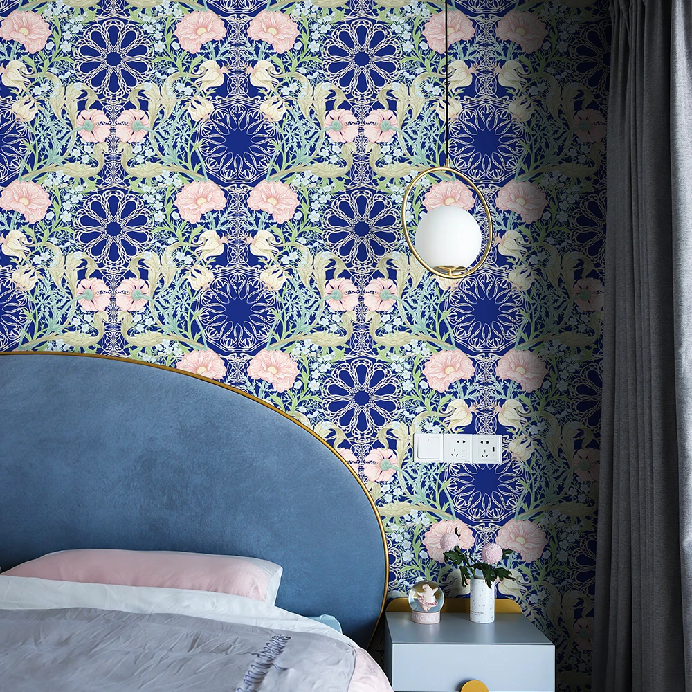 Vine Flower Self Adhesive Wallpaper Sticker Retro Wall Art Wear Resistant Real Waterproof For Home Living Room Home Decor