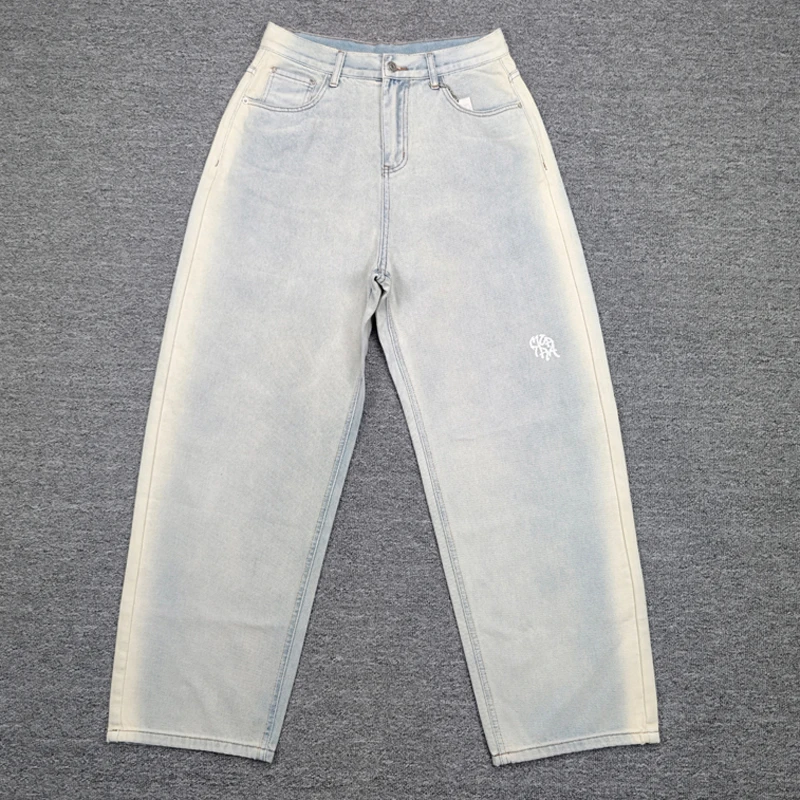 Fashion Versatile New Men's Loose Straight Tube Mertre Jeans Street Trend Printed Minimalist Pants