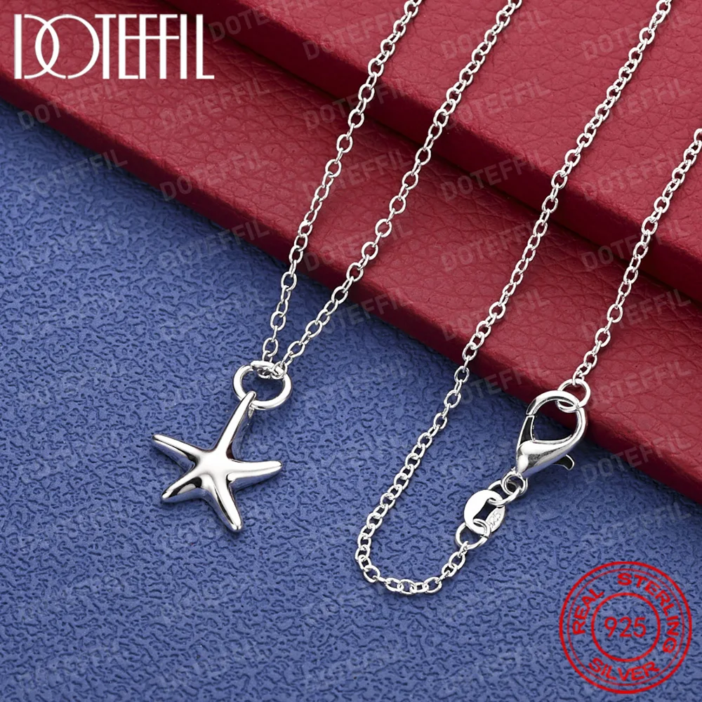 Halskette mit Seestern-Anhänger aus 925er-Sterlingsilber für Damen, Hochzeit, Verlobung, modischer Charm-Schmuck