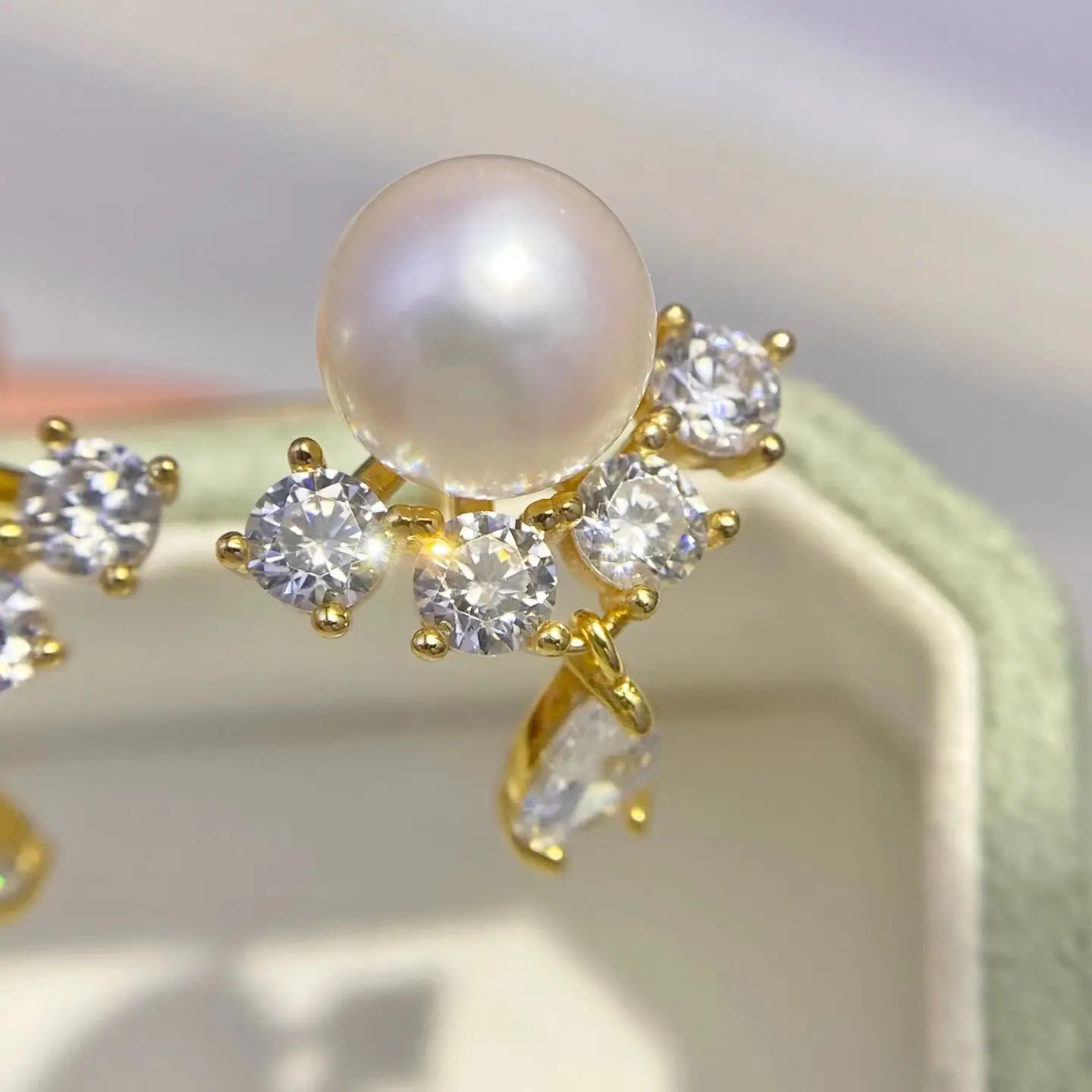 Wholesale S925 Sterling Silver Earrings Mount Findings Settings Base Mounting Parts Accessory for 7-8mm Pearls 5 pairs/lot