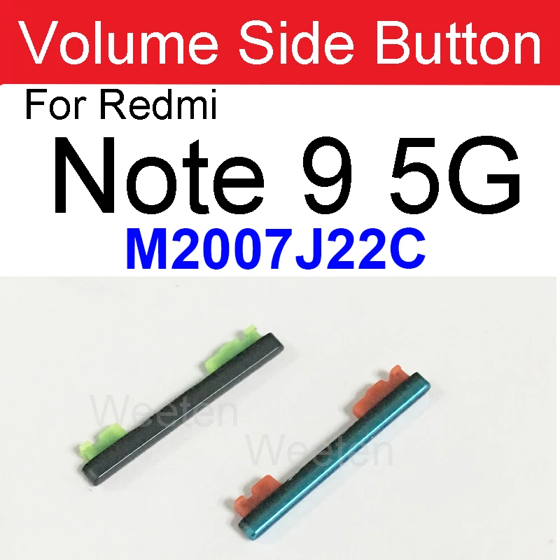 Power & Volume Side Button For Xiaomi Redmi Note 9 4G 5G Note 9S 9 Pro Note 9T Volume Power On Off Side keypads Replacement Part