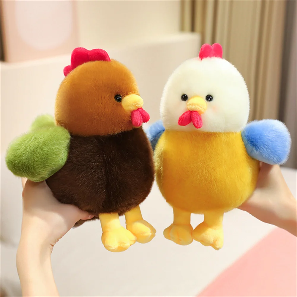 

Cute Fluffy Color Wing Chicken Plush Toy Soft Stuffed Rooster Doll Kawaii Sleep Pillow Comfort Companion Gift For Kids
