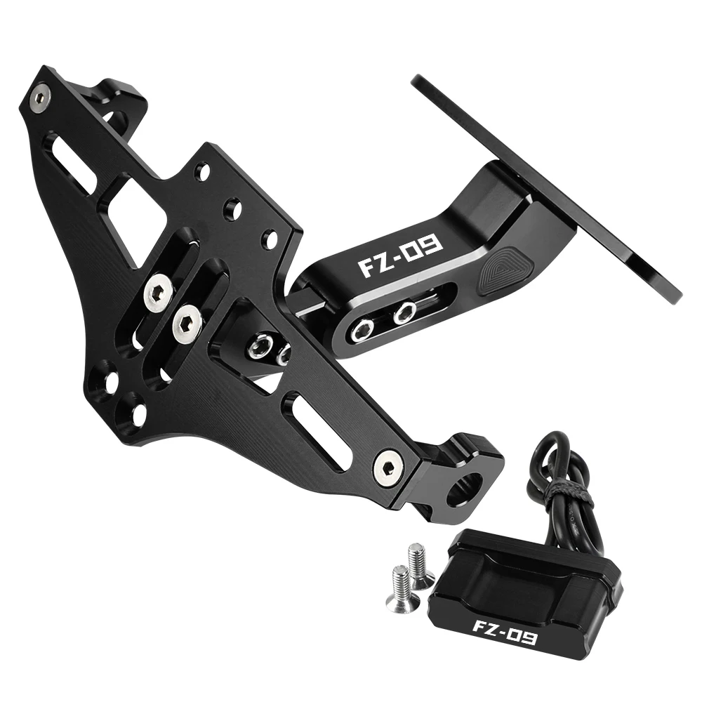 For Yamaha FZ09 FZ-09 2014 -2023 Fender Eliminator Adjustable License Plate Holder Bracket LED Moto License Plate Holder Frame