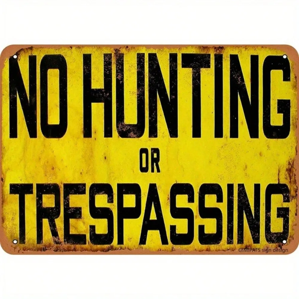 

Vintage NO HUNTING Metal Sign, Private Property Aluminum Warning Plaque Outdoor Decor