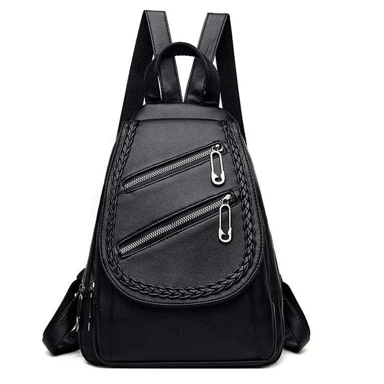 Female Backpack Designer High Quality Leather Women Chest  Bag Fashion School Bags Girl Backpacks lady Travel Bags black