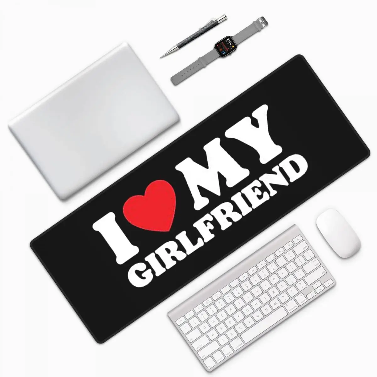 I Love My Girlfriend Large Mouse Pad Computer Keyboard Mouse Mat Gaming PC Laptop Desk Mat Office Accessories Table Mats