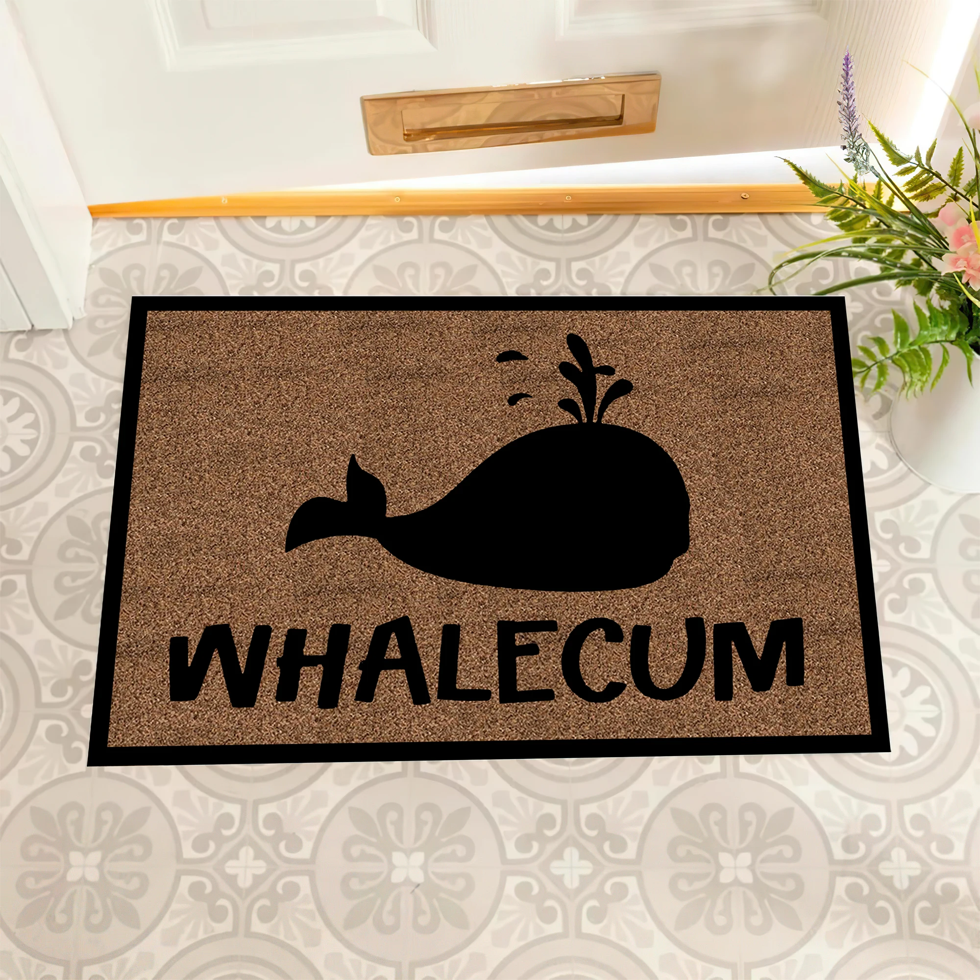 Whalecum Funny Welcome Doormat Non-Slip Rubber Home Office Decorative Indoor Outdoor Kitchen Mat